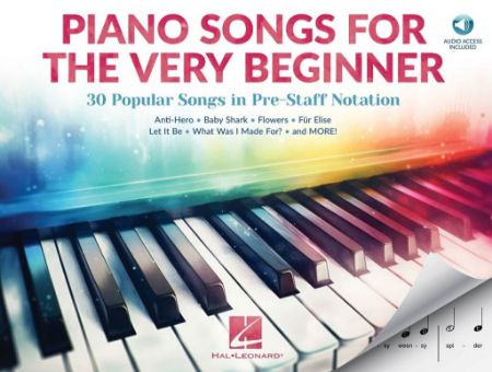 PIANO SONGS FOR THE VERY BEGINNER POPULAR IN PRE-STAFF NOTATION+AUDIO ACCESS