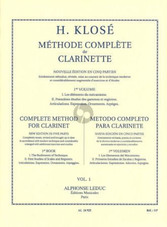 KLOSE:METHODE COMPLETE CLARINETTE VOL.1