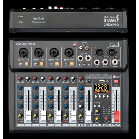 PROEL ITALIAN STAGE MIKSER 2MIX6PRO with Player, Recorder and Effects