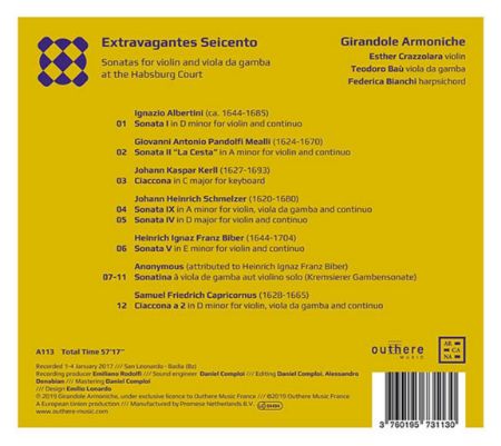 EXTRAVAGANTES SEICENTO/SONATAS FOR VIOLIN AND VIOLA DA GAMBA  HASBURG COURT