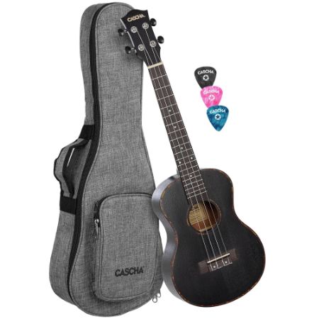 CASCHA Tenor Ukulele Mahogany Black (incl. Bag padded, 3 Picks) HH-2305