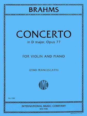 BRAHMS J:CONCERTO IN D-MIN OP.77 VIOLIN AND PIANO