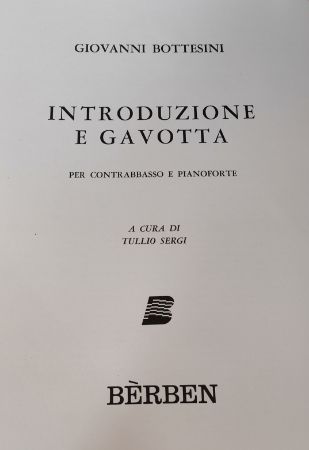 BOTTESINI:INTRODUZIONE E GAVOTTA PER CONTRABBASSO E PIANOFORTE
