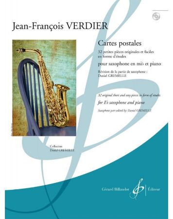 VERDIER:CARTES POSTALES 32 ORIGINAL PIECES + CD SAXOPHONE AND PIANO
