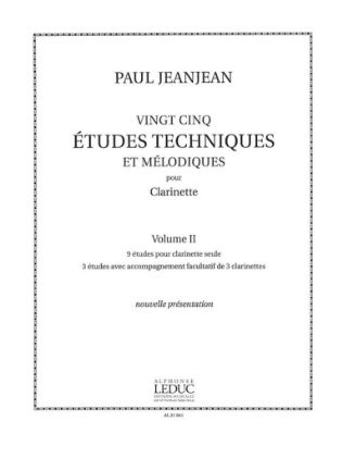 JEANJEAN:VINGT CINQ ETUDES TECHNIQUES ET MELODIQUES POUR CLARINETTE VOL.2