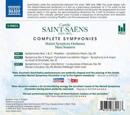 SAINT-SAENS:COMPLETE SYMPHONIES/SOUSTROT 3CD