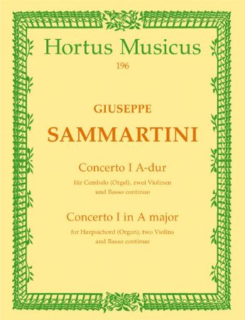 SAMMARTINI:CONCERTO I A-DUR FOR HARPSICHORD(ORGAN),TWO VIOLINS AND BASSO CON.