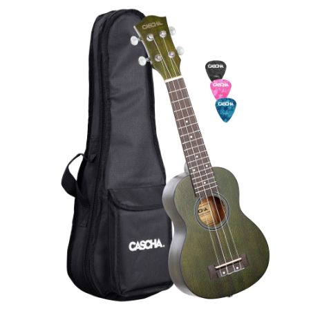 CASCHA Sopran Ukulele Mahogany Green incl.bag HH2265